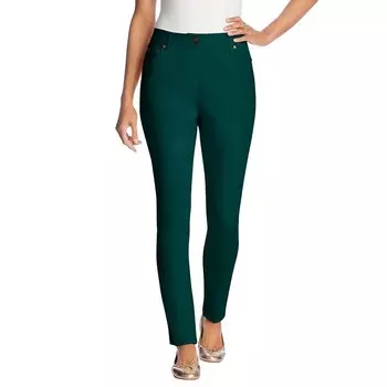 Женщина в женских эластичных узких джинсах больших размеров Woman Within, цвет Emerald Green