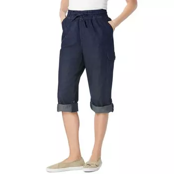 Женщина в женских брюках-капри размера плюс миниатюрной трансформируемой длины Woman Within, цвет Indigo