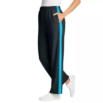 Женщина в женских брюках прямого кроя из хлопка с миниатюрными боковыми полосками больших размеров, французская махровая ткань Woman Within, цвет Heather Charcoal