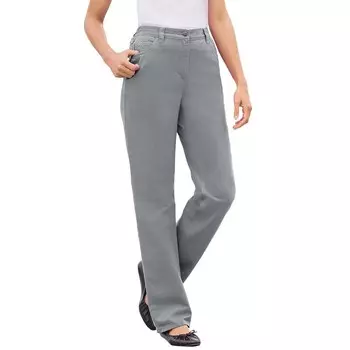 Женщина в женских джинсах больших размеров с идеальной хлопчатобумажной резинкой на спине Woman Within, цвет Gunmetal