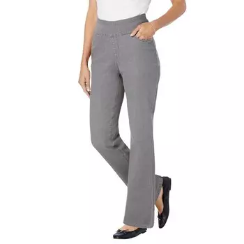 Женщина в женских джинсах большого размера с гибким кроем и застежкой-ботинкам большого размера Woman Within, цвет Grey Denim