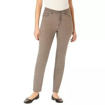 Женщина в женских джинсах прямого кроя больших размеров Comfort Curve Woman Within, цвет Grey Denim