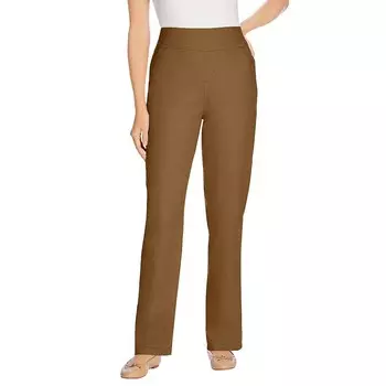 Женщина в женских джинсах прямого кроя с гибким кроем больших размеров для миниатюрных размеров без застежки Woman Within, цвет Toffee