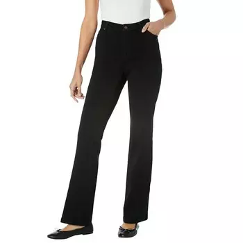 Женщина в женских джинсах размера плюс Petite Comfort Curve Bootcut Woman Within, цвет Black Denim