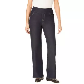 Женщина в женских джинсовых джинсах гибкого кроя больших размеров с широкими штанинами Woman Within, цвет Indigo