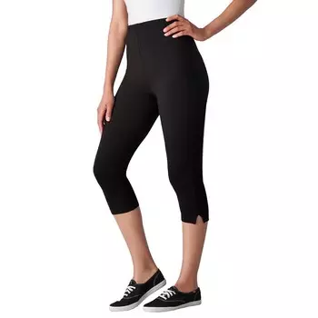 Женщина в женских леггинсах-капри из эластичного хлопка больших размеров Woman Within, черный