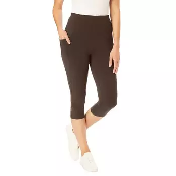Женщина в женских леггинсах-капри с карманами больших размеров Woman Within, цвет Chocolate