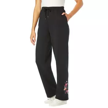 Женщина в женских спортивных штанах из флиса больших размеров больших размеров Woman Within, цвет Black Floral