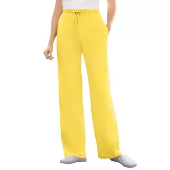 Женщина в женских спортивных трикотажных брюках с прямыми штанинами больших размеров Woman Within, цвет Primrose Yellow