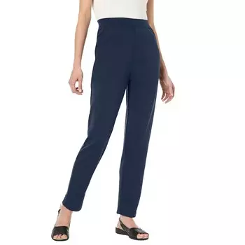 Женщина в женских высоких прямых трикотажных брюках больших размеров с понте Woman Within, темно-синий