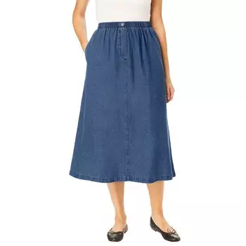 Женщина в женской 7-дневной юбке размера плюс Woman Within, цвет Medium Stonewash