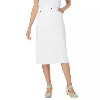 Женщина в женской эластичной джинсовой юбке больших размеров Woman Within, белый