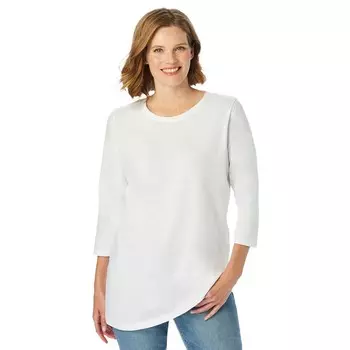 Женщина в женской идеальной футболке с круглым вырезом с рукавами три четверти больших размеров Woman Within, белый