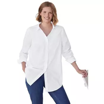 Женщина в женской идеальной рубашке с длинным рукавом больших размеров Woman Within, белый