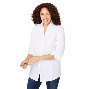 Женщина в женской идеальной рубашке со складками на спине и рукавами три четверти больших размеров Woman Within, белый