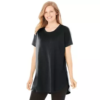 Женщина в женской легкой тунике макси больших размеров Woman Within, цвет Medium Heather Grey