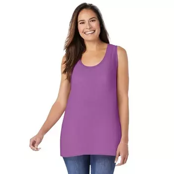 Женщина в женской майке больших размеров с высоким и низким вырезом Woman Within, цвет Purple Magenta