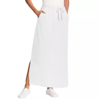 Женщина в женской миниатюрной спортивной трикотажной юбке больших размеров с боковым разрезом Woman Within, белый