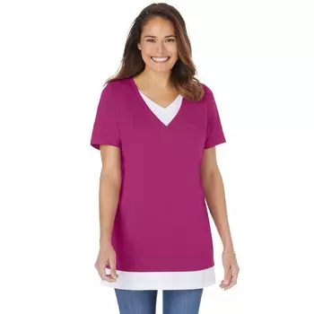 Женщина в женской многослойной тунике больших размеров Woman Within, цвет Raspberry