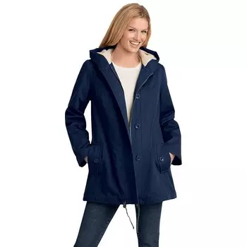 Женщина в женской парке больших размеров с капюшоном на подкладке из шерпы Woman Within, темно-синий