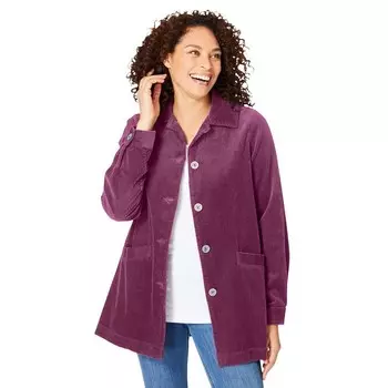 Женщина в женской вельветовой куртке больших размеров со складками на спине Woman Within, цвет Deep Claret