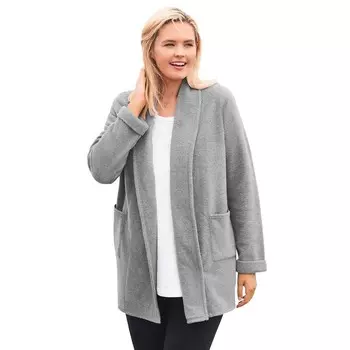 Женщина в женском кардигане из микрофлиса больших размеров Woman Within, цвет Medium Heather Grey