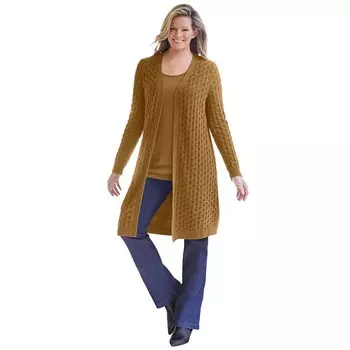 Женщина в женском кардигане-пуантелле больших размеров Woman Within, цвет Toffee