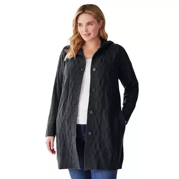 Женщина в женском кардигане с капюшоном больших размеров Woman Within, черный