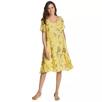 Женщина в женском коротком мятом платье больших размеров Woman Within, цвет Primrose Yellow Leaf