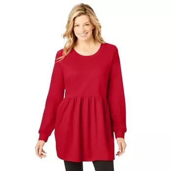 Женщина в женском толстовке с карманами в стиле ампир больших размеров Woman Within, цвет Classic Red