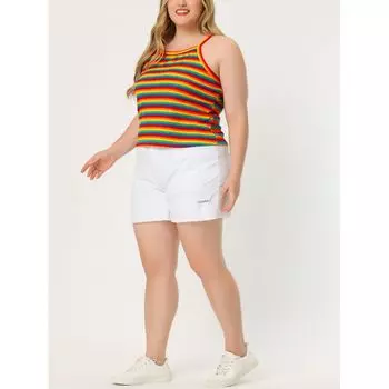 Женская эластичная майка без рукавов больших размеров с цветными ремешками в полоску Agnes Orinda