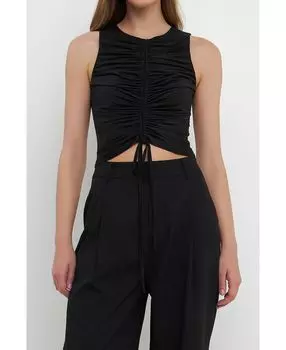 Женская эластичная майка со сборками endless rose, черный