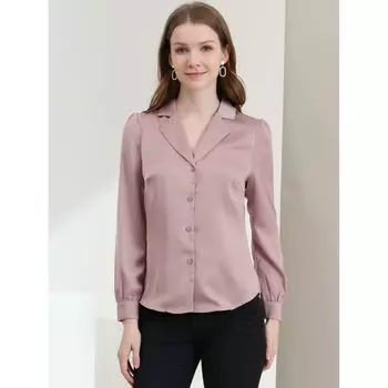 Женская элегантная блузка с воротником на день Святого Патрика, офисная атласная рубашка на пуговицах с длинными рукавами ALLEGRA K, красный