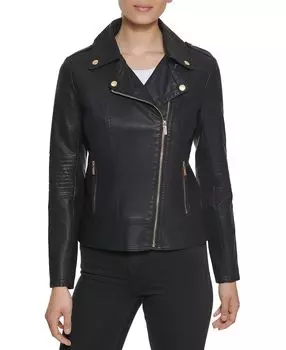 Женская асимметричная байкерская куртка из искусственной кожи GUESS, черный