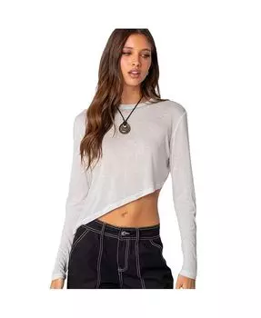 Женская асимметричная футболка с длинным рукавом Edikted, белый