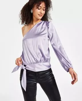 Женская атласная блузка на одно плечо с завязками по бокам I.N.C. International Concepts, фиолетовый