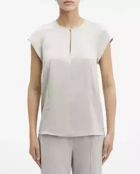 Женская атласная блузка с короткими рукавами Calvin Klein, светло-серый