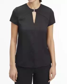 Женская атласная блузка с короткими рукавами Calvin Klein, черный