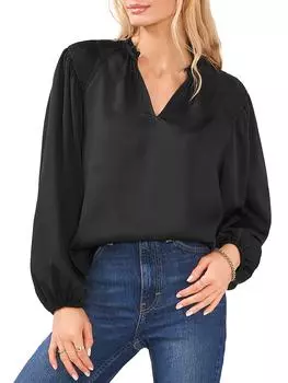 Женская атласная блузка с оборками 1.State, цвет rich black