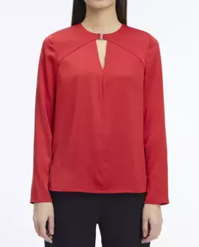 Женская атласная блузка с вырезом Calvin Klein, красный
