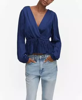 Женская атласная блузка с запахом MANGO