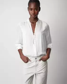 Женская атласная блузка Twina с однотонными длинными рукавами Zadig & Voltaire, белый