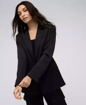 Женская атласная куртка с отложным воротником и одной пуговицей Kenneth Cole, черный