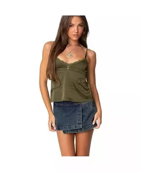 Женская атласная майка Blanca с кружевной отделкой Edikted, зеленый