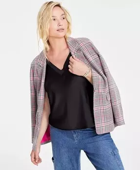 Женская атласная майка с двойным V-образным вырезом On 34th, черный