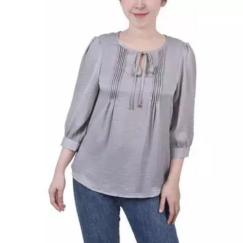 Женская атласная плиссированная блузка NY Collection, светло-серый