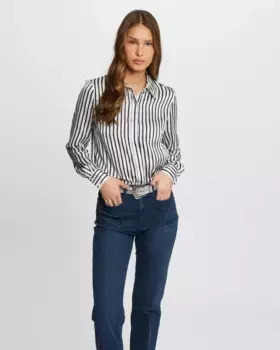 Женская атласная полосатая рубашка Morgan, синий