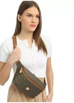 Женская атласная поясная сумка цвета хаки размером 34X17x9 см 05FO24Y5000 Fossil, хаки