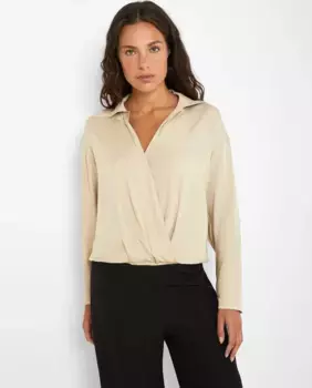 Женская атласная рубашка-халат Trucco, бежевый