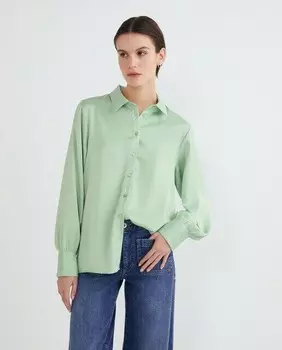Женская атласная рубашка с длинным рукавом Yas, зеленый